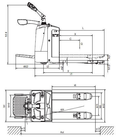 Low Lift Trucks JHA Series Dimensions